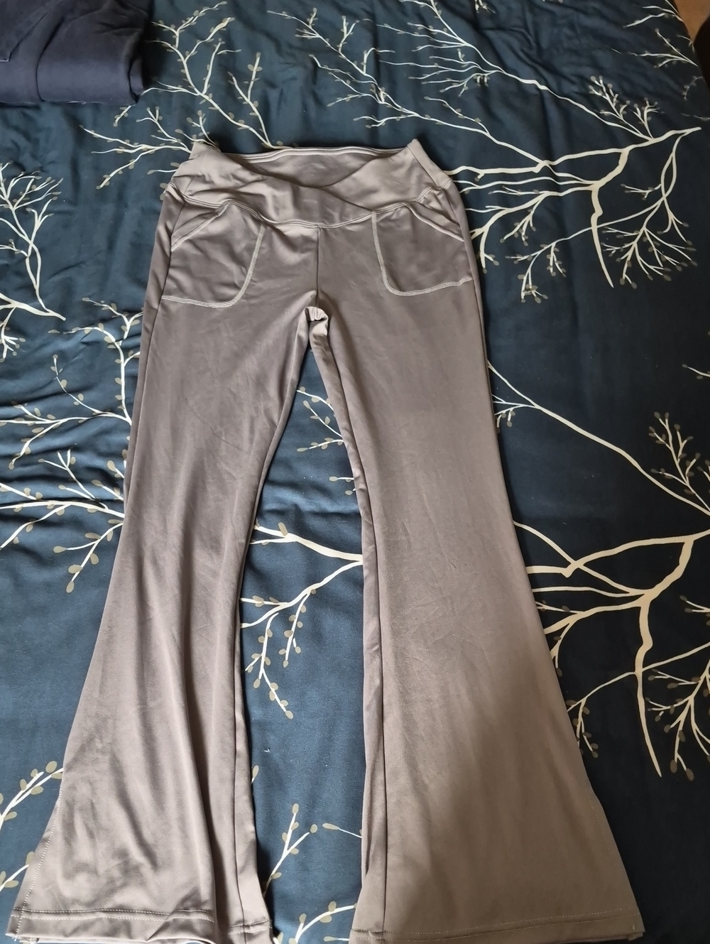 Womens Gray Flared Lounge Pants